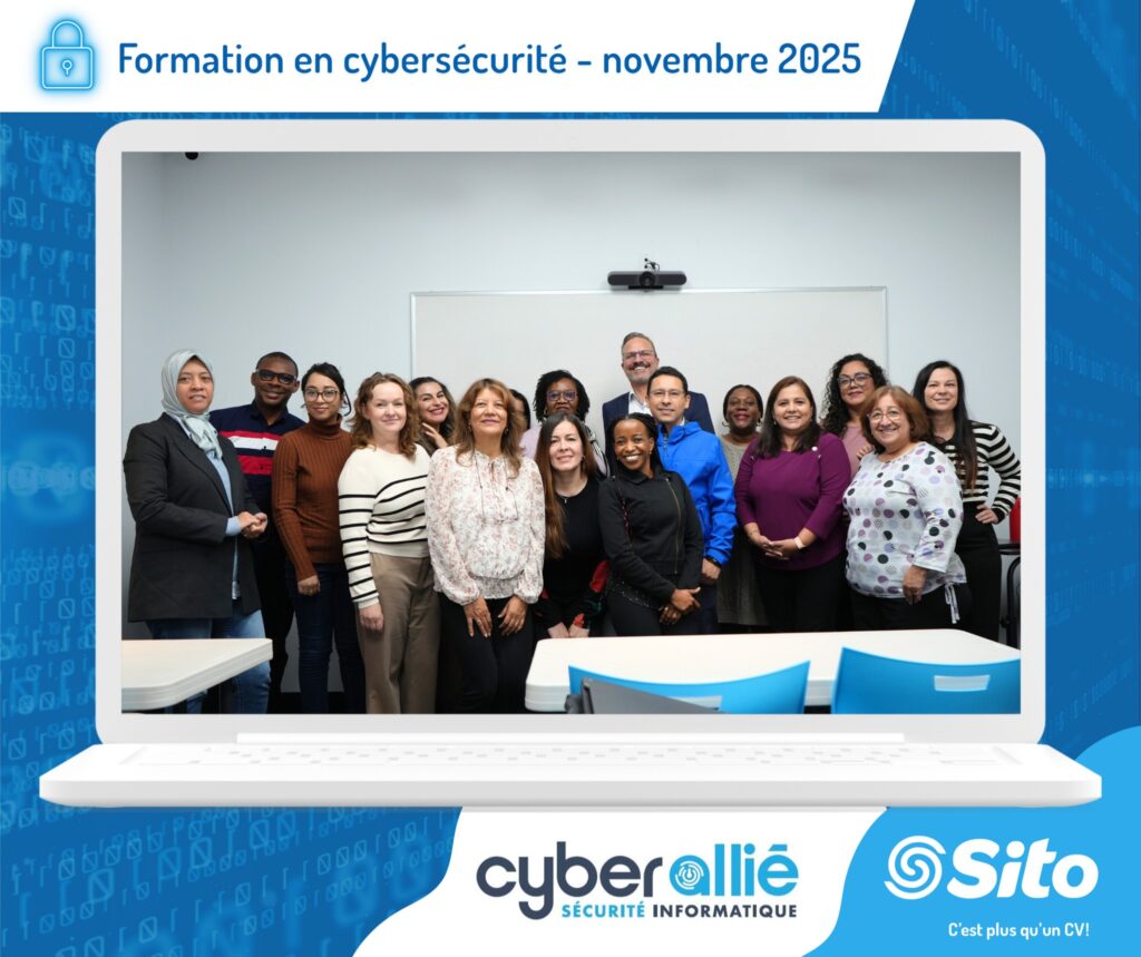 Une formation, oui… mais surtout un engagement continu Le SITO l’a bien compris : une formation ponctuelle ne suffit pas. Dans toute organisation, il y a du mouvement de personnel, des nouvelles embauches et des mises à jour technologiques constantes. Revenir régulièrement sur les bonnes pratiques permet de garder l’équipe à jour, tout en accueillant les nouveaux employés dans une culture de vigilance. C’est cette approche proactive que nous saluons aujourd’hui. En choisissant de rafraîchir les connaissances des anciens et de former les nouveaux employés, le SITO s’assure que chaque membre de son équipe contribue activement à la protection des données de l’organisation et de ses usagers. Cyberallié : accompagner les organisations qui veulent passer à l’action Chez Cyberallié, nous croyons qu’une entreprise protégée commence par des gens bien informés. C’est pourquoi nous offrons : Des formations interactives en cybersécurité adaptées aux PME, OBNL et organismes publics ; Des accompagnements personnalisés pour bâtir une gouvernance durable de la sécurité ; Des audits et suivis permettant d’évaluer concrètement la posture de sécurité et les progrès réalisés dans le temps. Nos formations sont conçues pour être accessibles, concrètes et adaptées à la réalité du terrain — que vous soyez une petite entreprise ou une grande organisation. Elles permettent à chaque employé de comprendre quoi faire, pourquoi le faire, et comment bien réagir en cas d’incident.